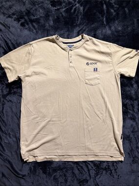 Tyndale Tan Short-Sleeve Henley Pocket Tee